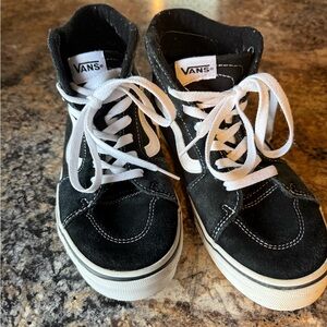 Vans Kids Black and White High-Top Sneakers